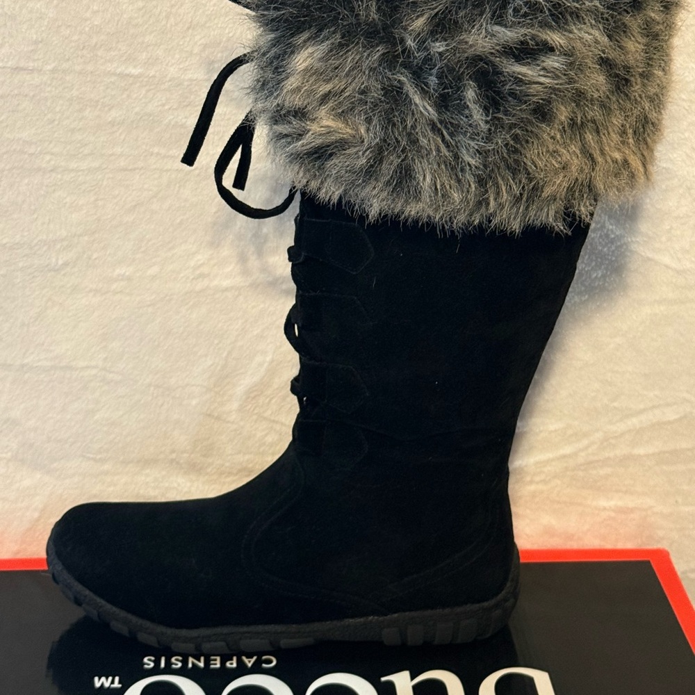 Bucco Capensis Mishasha Black Fur-Trim Winter Boots | Size 11 | NEW w/ Box